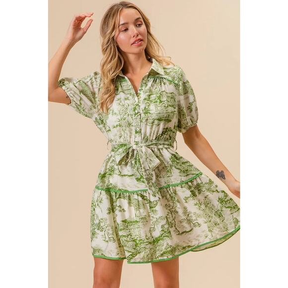 BiBi Woven Printed Tiered Dress - Picture 13 of 16